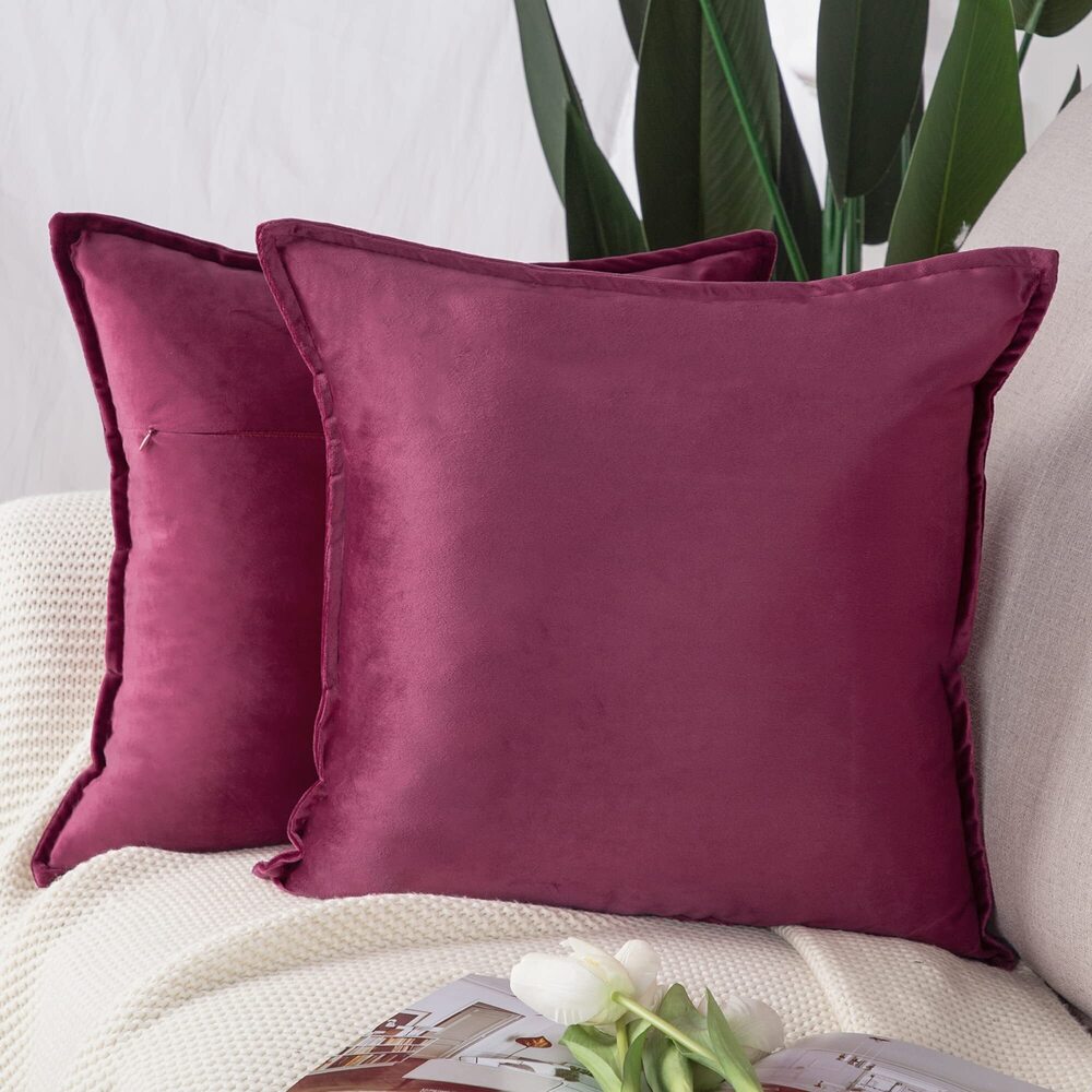 8019 Set of 2 Super Soft Velvet Decorative Throw Pillow Covers 18x18 inch